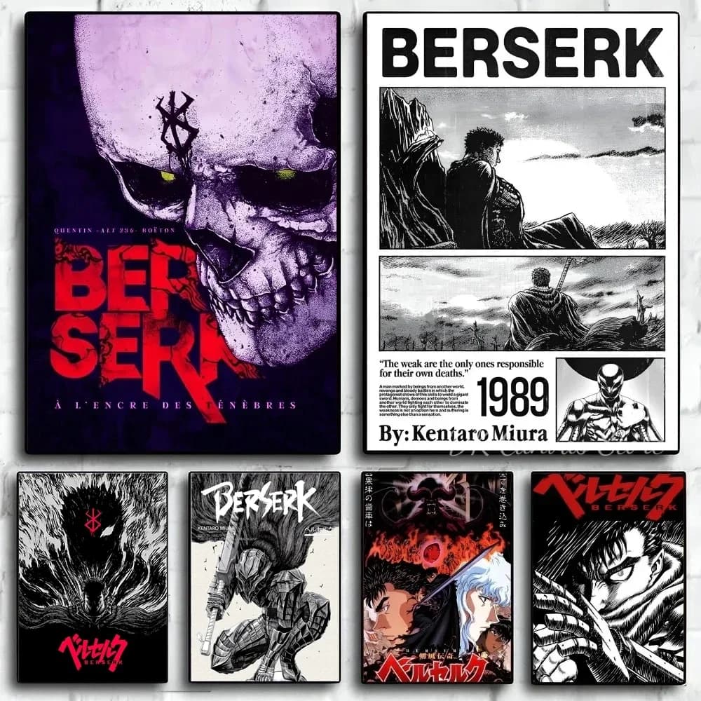 Poster Anime Berserk con Stampe di Guts e Griffith, Dipinto su Tela, Arte Murale Fai-da-Te, Decorazione Casa, Poster Giapponese, Regalo per Fan - Senza Cornice