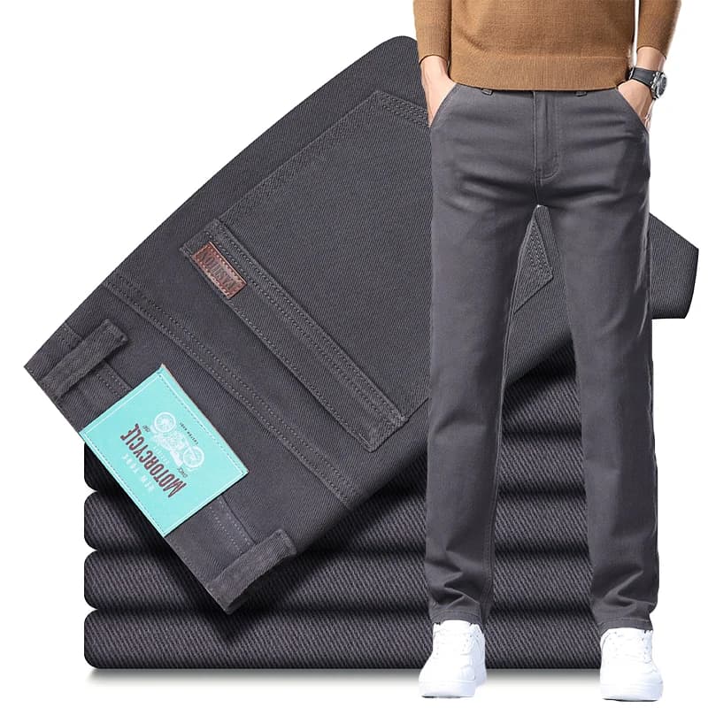 2025 Nuovi jeans elastici grigio scuro da uomo in cotone morbido e confortevole pantaloni in denim casual da lavoro vestiti coreani pantaloni autunnali primaverili