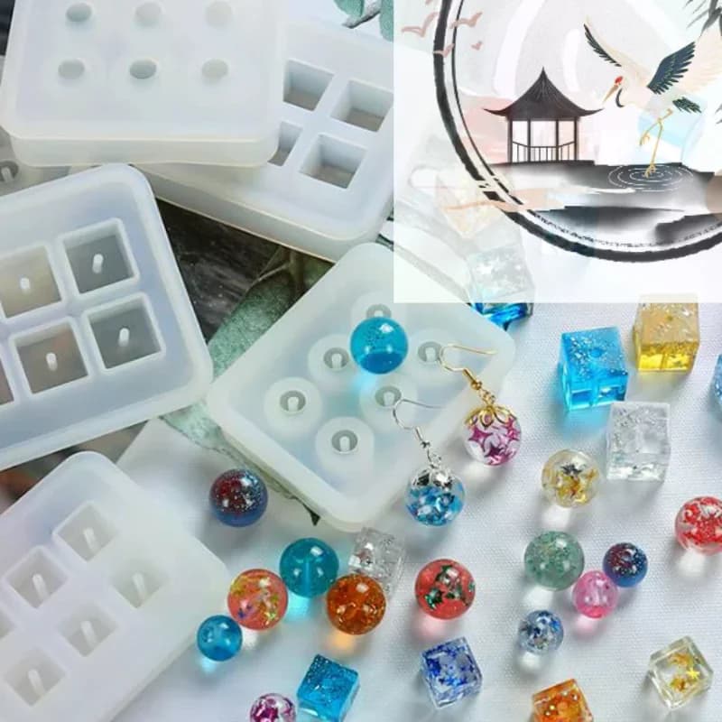 Stampo in silicone rettangolare con perline quadrate, 6 fori, stampo per ciondolo gioielli epossidici fai da te