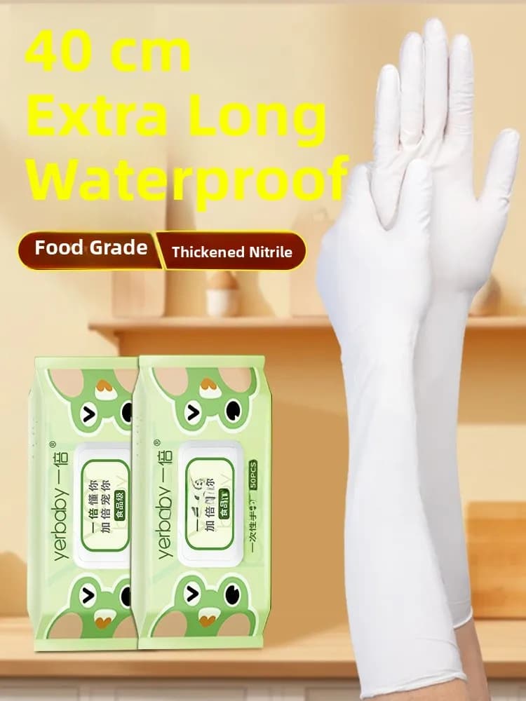 Guanti in Nitrile Monouso per Uso Alimentare, Cucina, Lavaggio Piatti, Pulizie Domestiche, Guanti Protettivi in Gomma Latex Durevoli per Donne