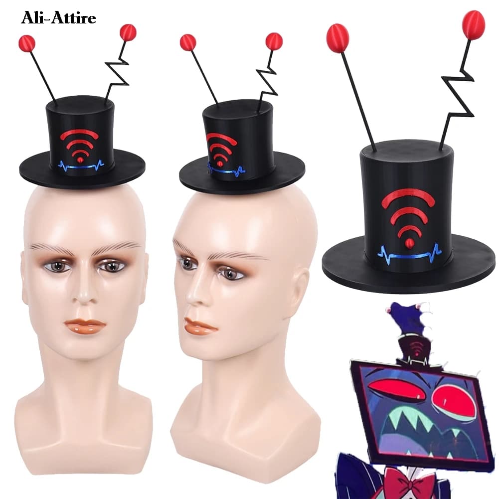 TV Hell Inn Cosplay VOX Fantasy Cappello nero Costume Travestimento Uomo Donna Accessori Berretto Halloween Fantasia Vestiti Carnevale Puntelli