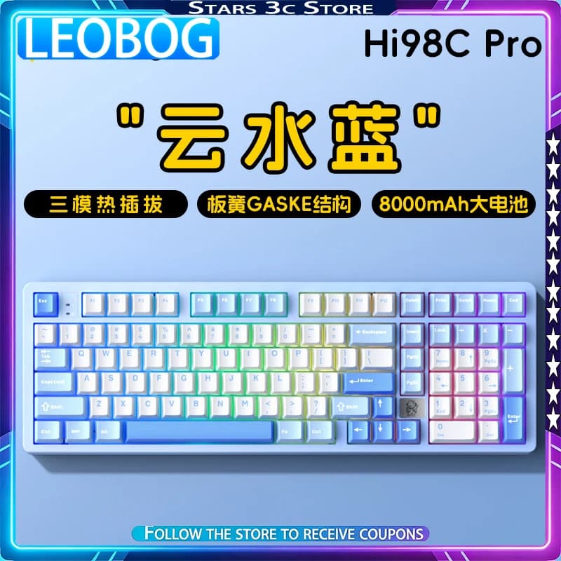 LEOBOG Hi98C Pro Mechanical Keyboard Wireless Tri Mode Aluminum Alloy Long Battery Life Low Latency Gaming Office Keyboard