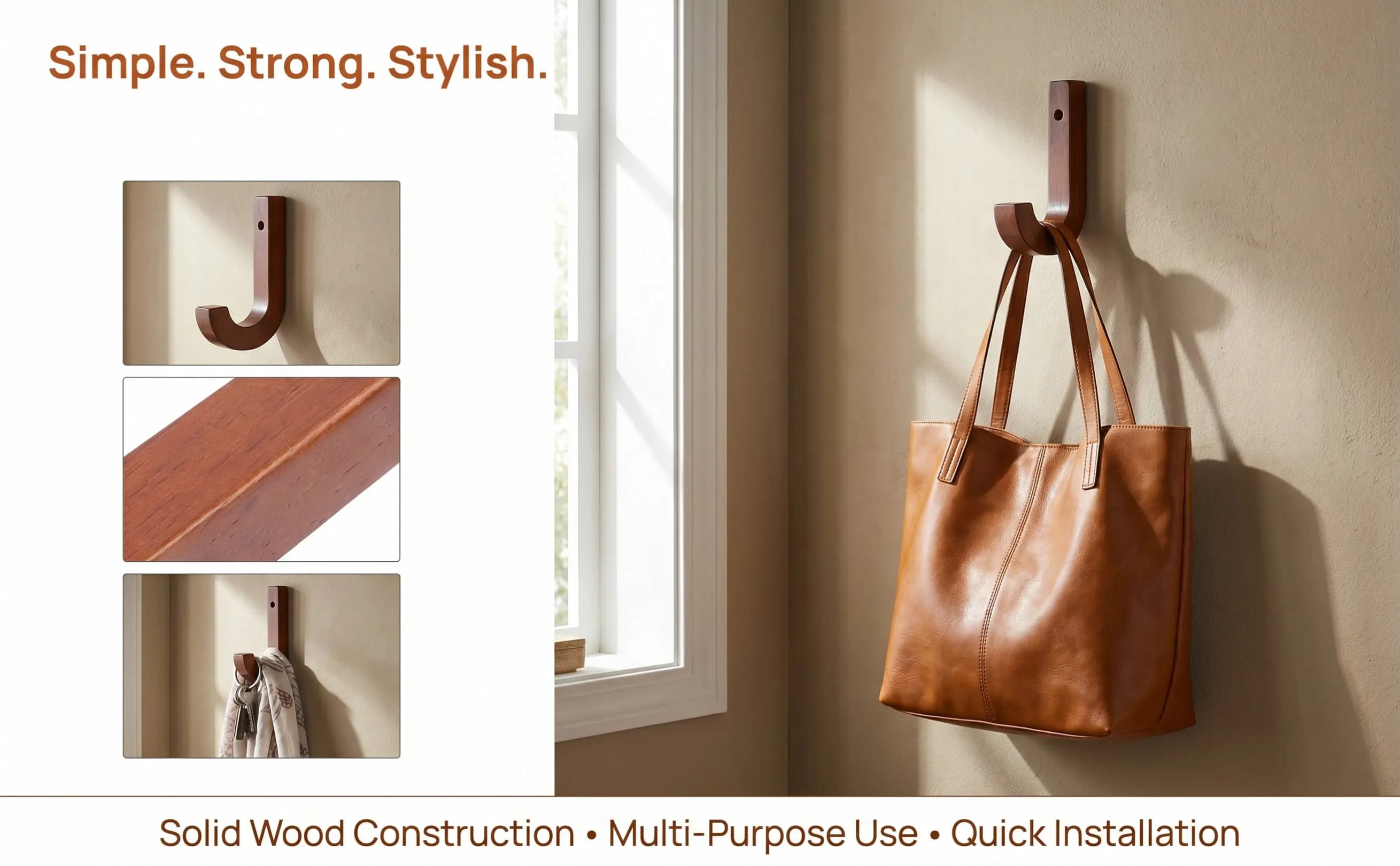 Wooden Plant Hanger Bracket Household Hanger Stable Wall Mount for Flower Pots Bird Feeders Lantern Wind Chimes Outdoor Garden