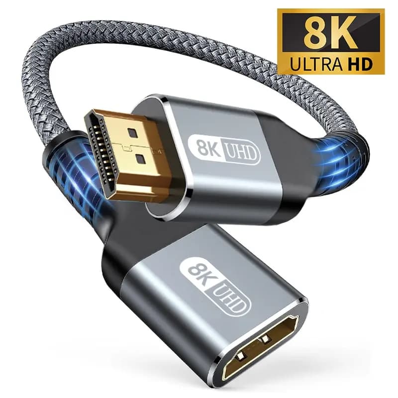 HDMI cable 2.1 8K male female extension HDMI cable braided 8K @ 60Hz 4K @ 240Hz Extender adapter for Roku TV PS5 HDTV blue-ray
