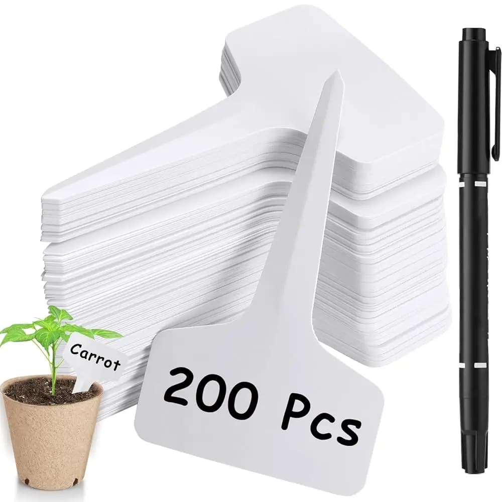 Confezione da 200 Etichette per Piante a T, Targhette in Plastica da 4 Pollici per Piante in Vaso, Marcatori per Semi e Piantine, Etichette per Vivaio con Marcatore