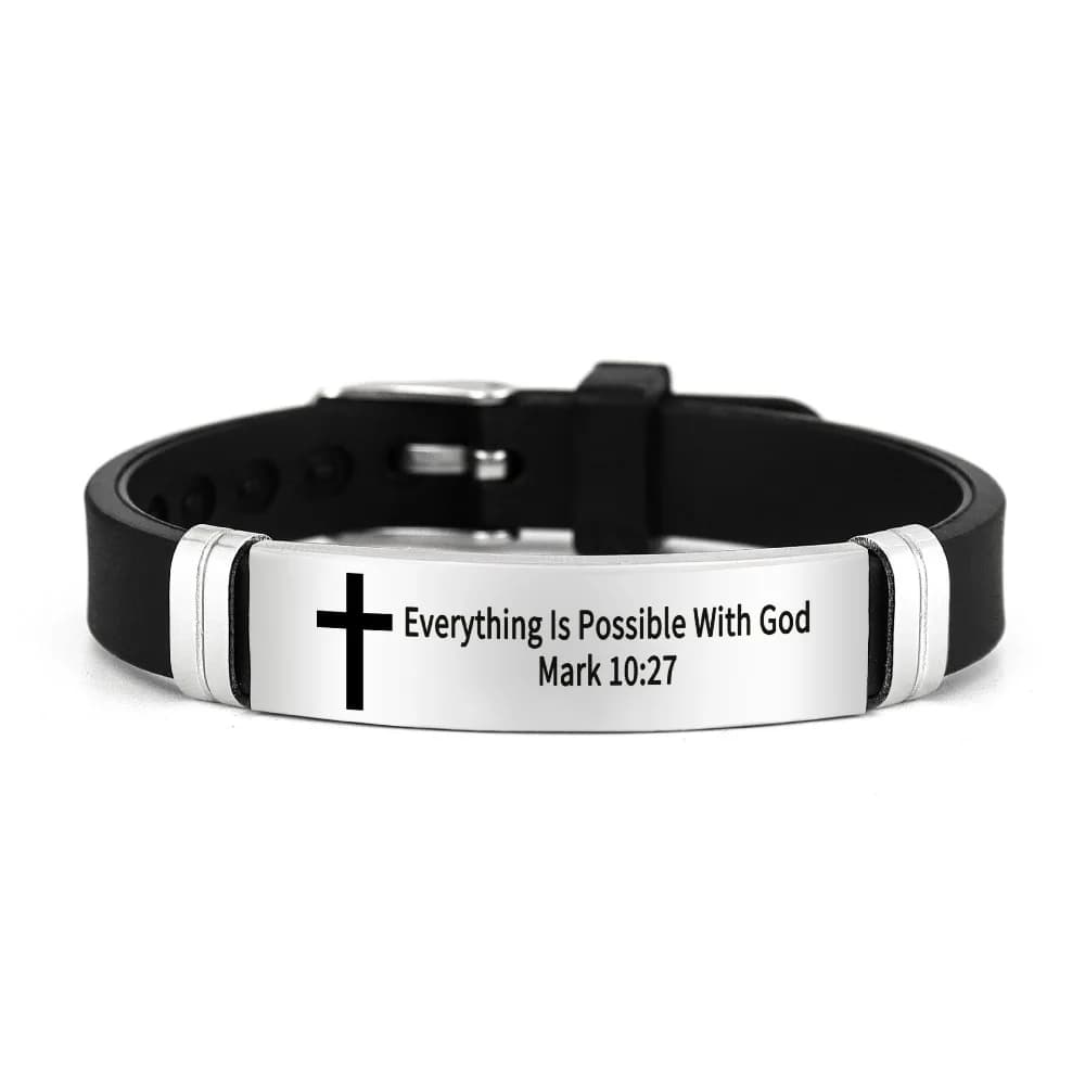 Fashion Silver Bible Cross Bracelet Net Band Personalized Family Friendship Bracelet Adjustment Stainless Steel Bracelet Unisex