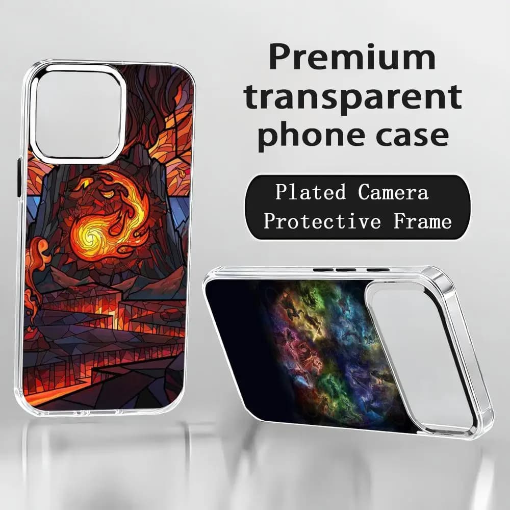 magic the gathering Phone Case For iPhone17 air 16 15 14 13 12 11 Pro Max Plus Chrome Button Camera Ring Transparent