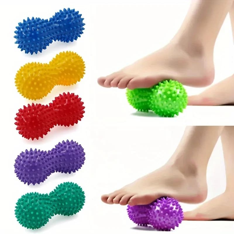 Rullo per Massaggio Plantare e Pallina Massaggiante a Spikes a Forma di Arachide, Massaggiatore per Tessuti Profondi per Rilassamento Muscolare di Collo, Spalle e Schiena