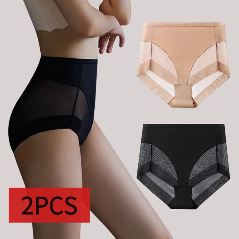2 pezzi di mutandine da donna in seta di ghiaccio biancheria intima trasparente corsetto in rete vita che dimagrisce slip neri allenatore femminile mutande modellanti