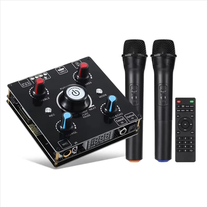 -A99Z Dual Microphone Karaoke Machine Bluetooth 5.0 Sound Power Amplifier Integrated Amp & U-Disk Player Home Audio Subwoofer