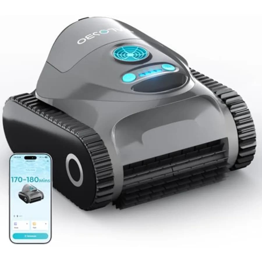 Aspiratore per piscine interrate per la pulizia della linea d'acqua a parete, robot pulitore con aspirazione ultra potente, doppia filtrazione e navigazione intelligente