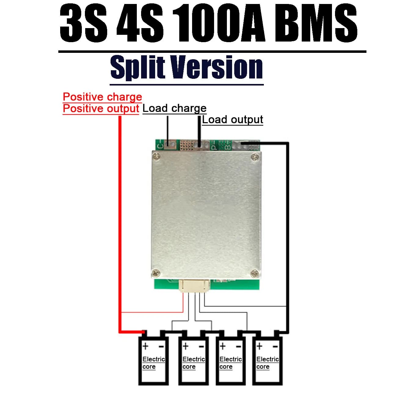 3S 4S 12V 100A LiFePo4 Li-Ion Litio Ferro Fosfato Scheda di Protezione Della Batteria BMS Equilibrio Ricarica Porta Separata