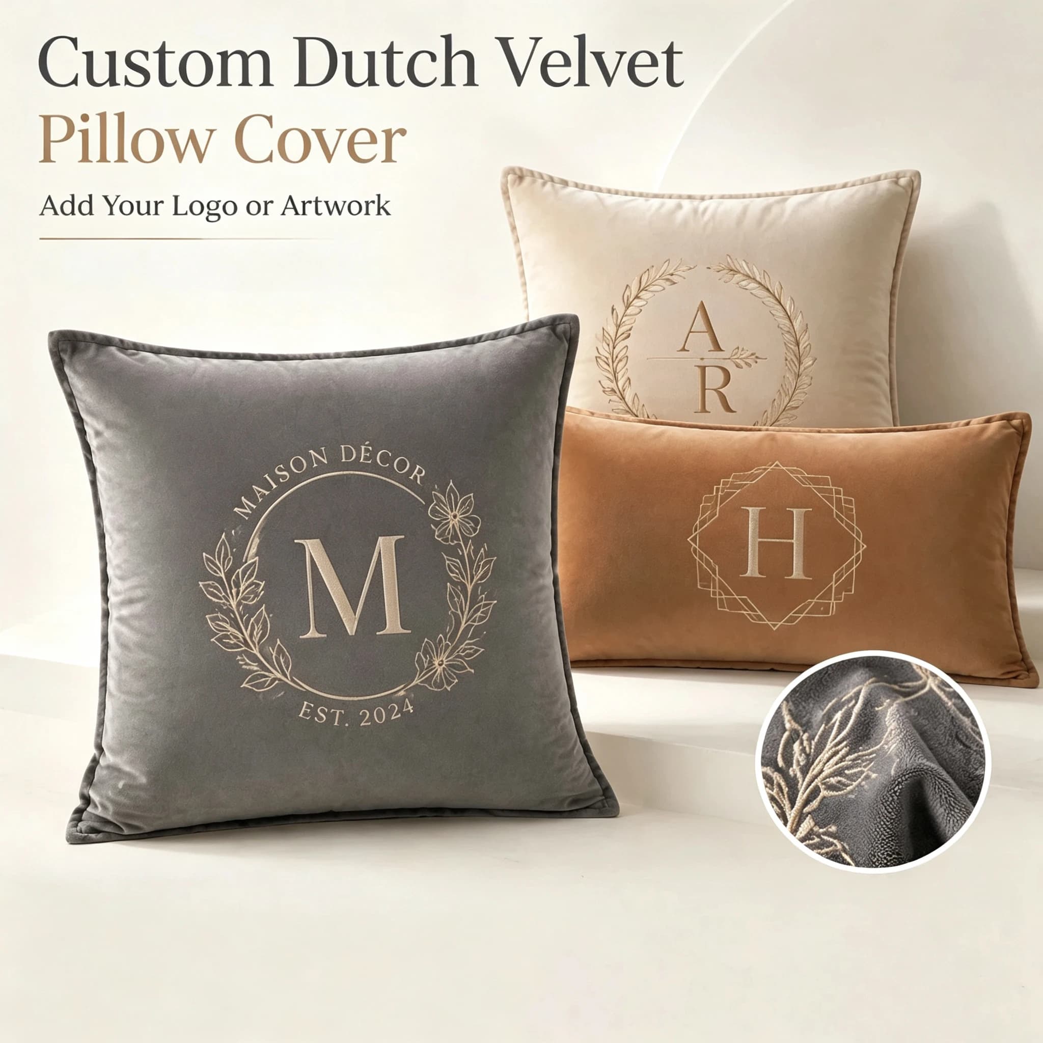 Luxury Personalized Dutch Velvet Pillow Cover Custom Photo Name Design Soft Cushion Cover Elegant Home Decor Gift