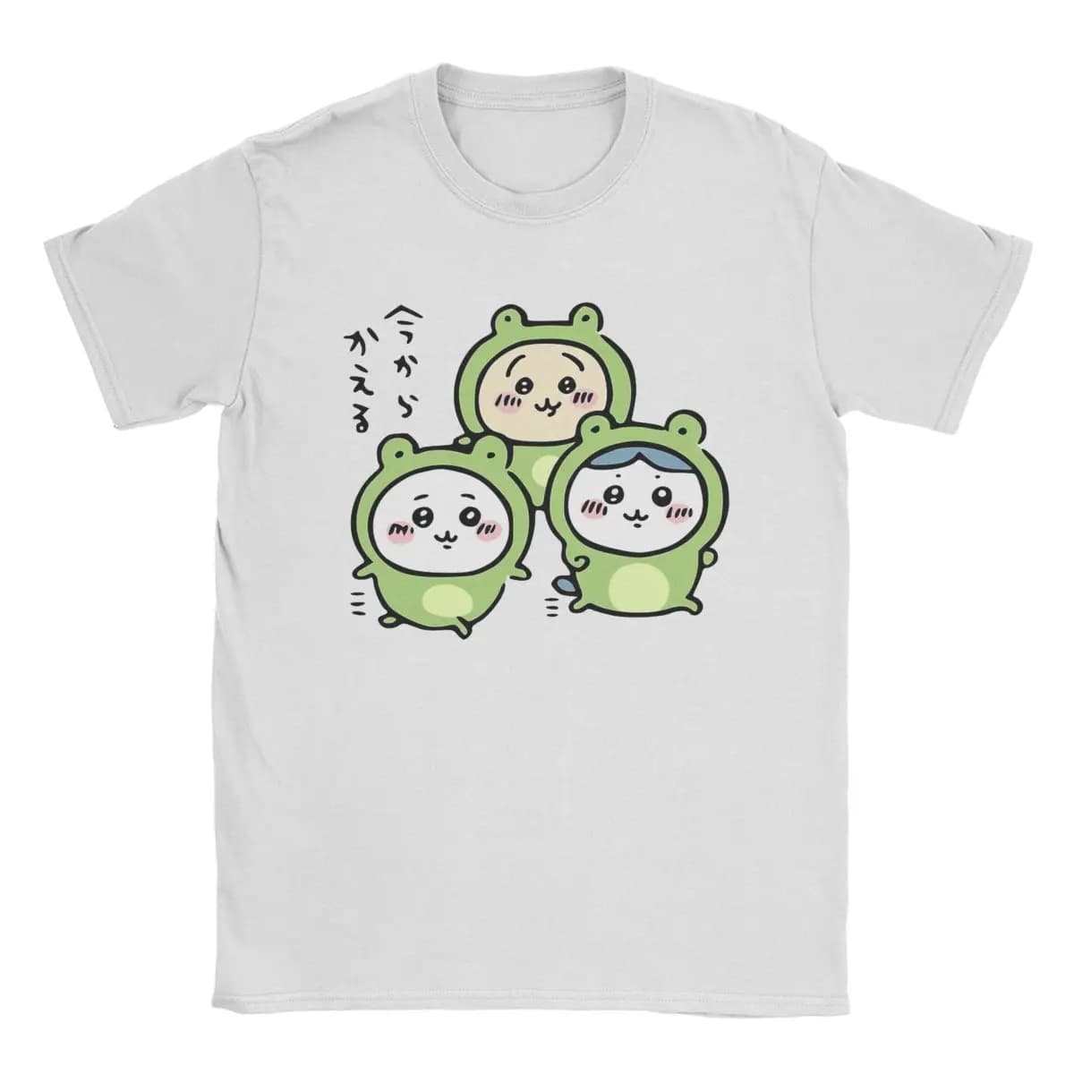 2026 Summer Chiikawa Graphic T-Shirt Unisex Casual Wear Cute Frog Character Printed White Loose Short Sleeve Kids