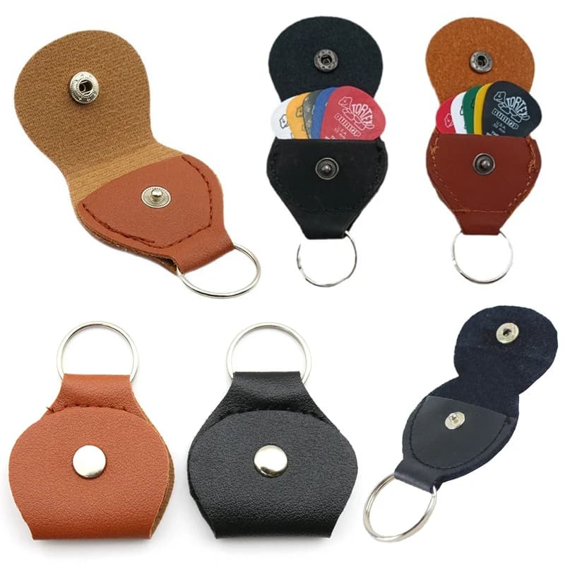 Set di 5 Custodie per Plettri in Pelle PU, Disponibili in Nero e Marrone, Accessori di Alta Qualità per Chitarra, Ukulele e Basso ZYF