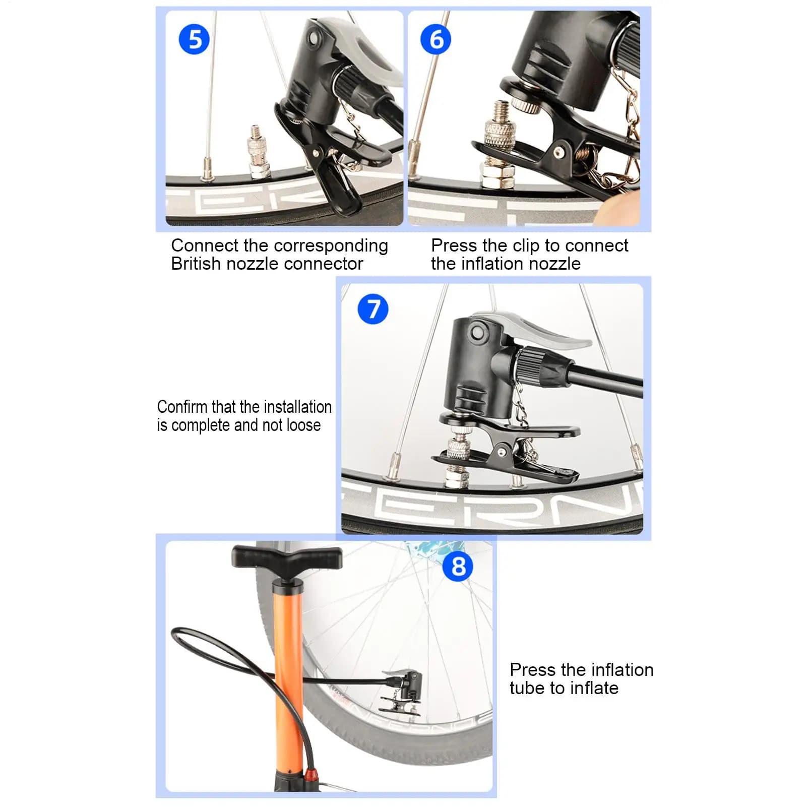 Ugello per gonfiaggio pneumatici, ugello per pompa da bici, connettore multiuso portatile per adattatore testa pompa, convertitore, adattatore per bici essenziale
