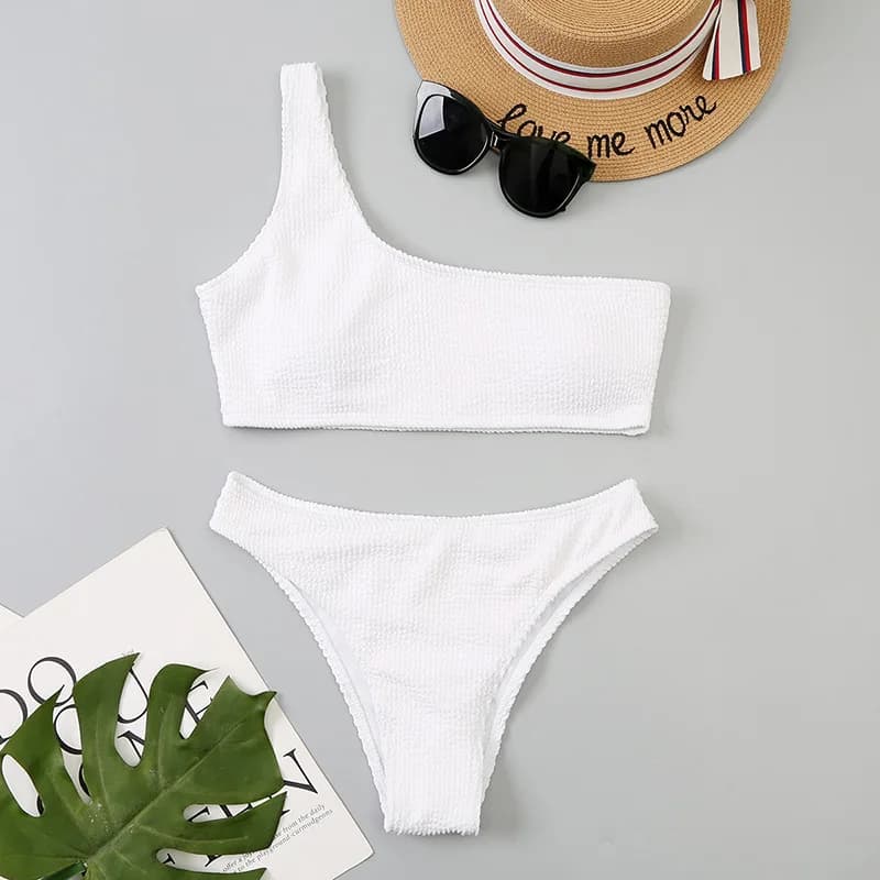Micro bikini bianco 2024 brasiliano biquini monospalla perizoma costume da bagno donna taglio alto costume da bagno costumi da bagno donna estate spiaggia