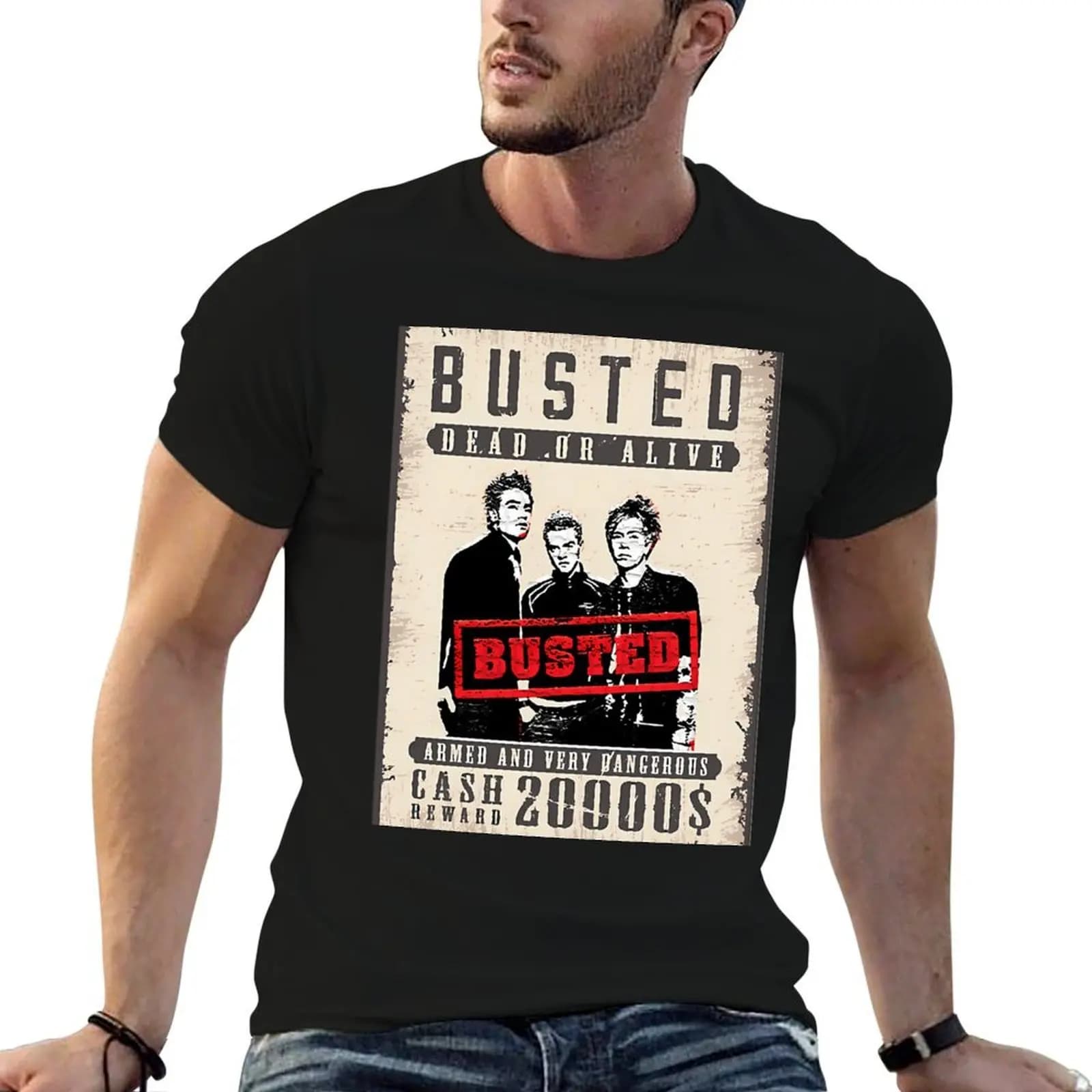 T-shirt Busted, maglietta anime, magliette grafiche per uomo, magliette in cotone, t-shirt da uomo 100% cotone