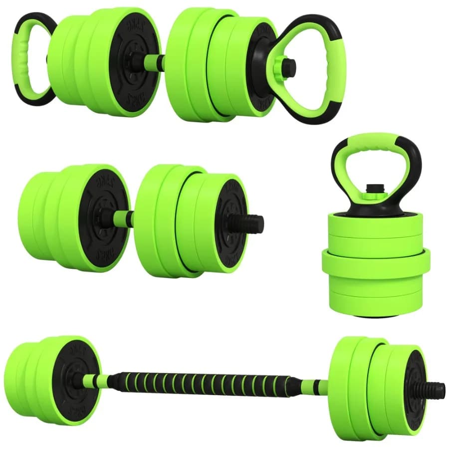 Handlebar set with adjustable weight 4 in 1 from 66 pounds, Kettlebell barbell, green push up support