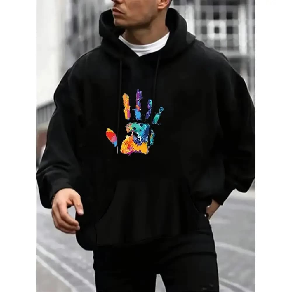 Felpa con cappuccio ampia da uomo 270 g, pullover streetwear nero, felpe casual stile americano, adatta per le stagioni invernali