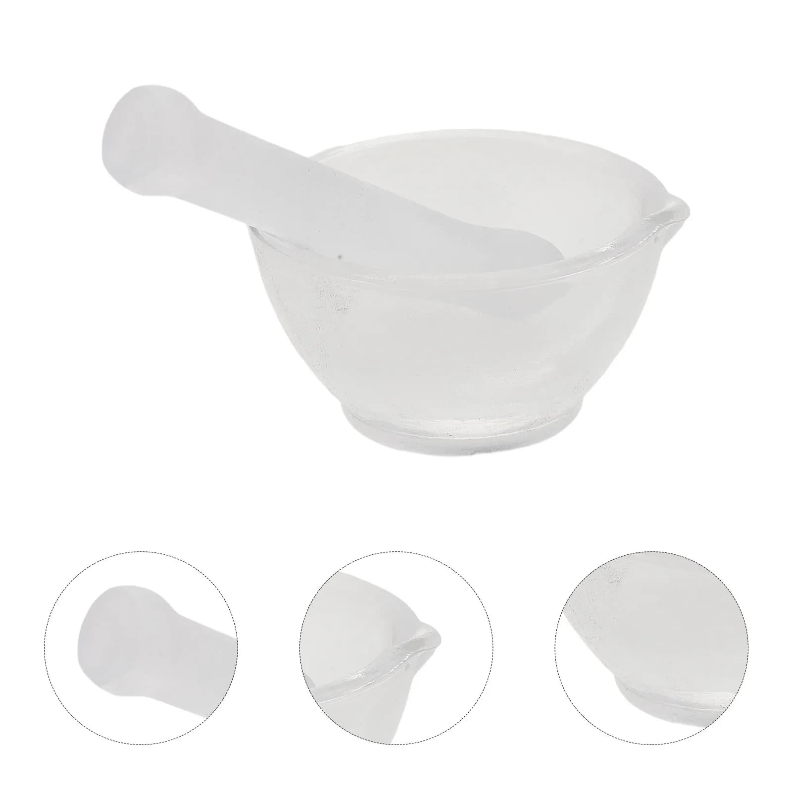 Set di Mortaio e Pestello in Vetro, Mini Tritatore Portatile per Spezie, Aglio, Laboratorio Scientifico, Strumento per Miscelare Polveri