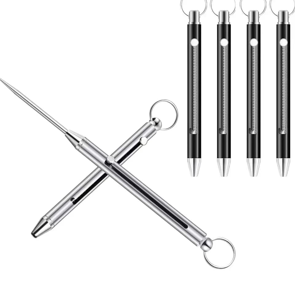 Stuzzicadenti telescopico, portachiavi, ciondolo, regalo, forchetta per frutta, estrattore di schede per cellulare, strumento per rimuovere chiodi, strumento per corrieri