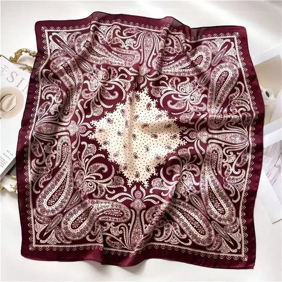 70x70cm Polka Dot Square Pattern Silk Scarf for Women – Versatile Headscarf Shawl Wrap Beach Towel
