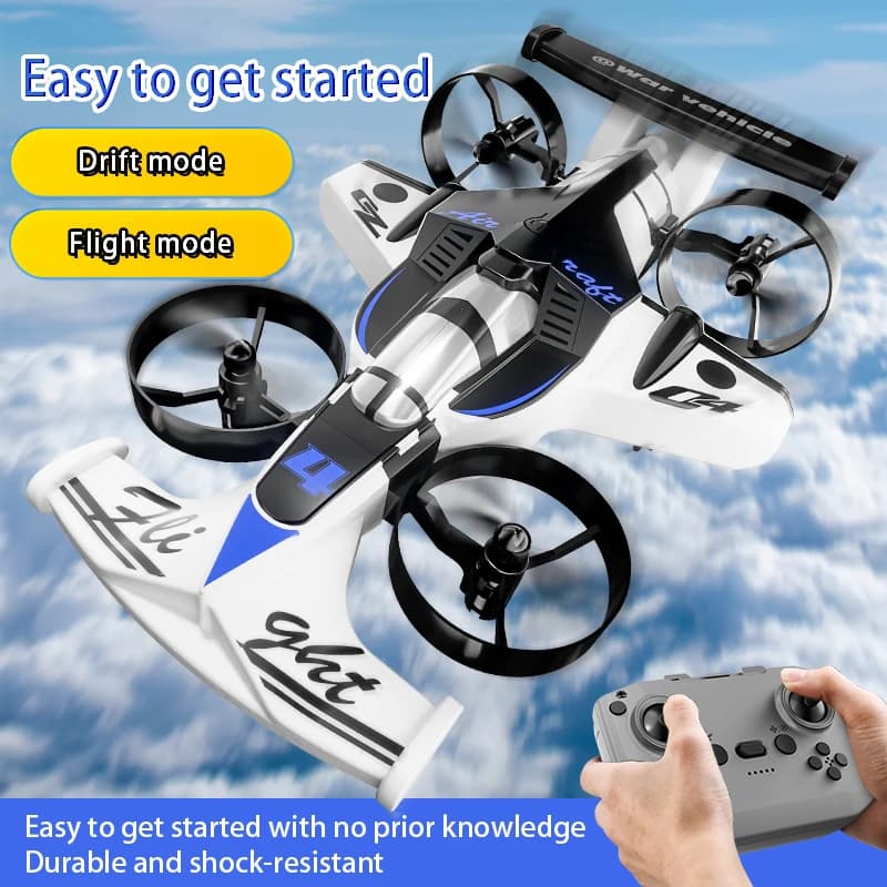 Aereo RC F1 in schiuma 2in1 Terra-Aria 2.4G Auto da drift 360 ° Quadricottero acrobatico con funzione Headless, mantenimento dell'altitudine e lunga autonomia, regalo per ragazzi