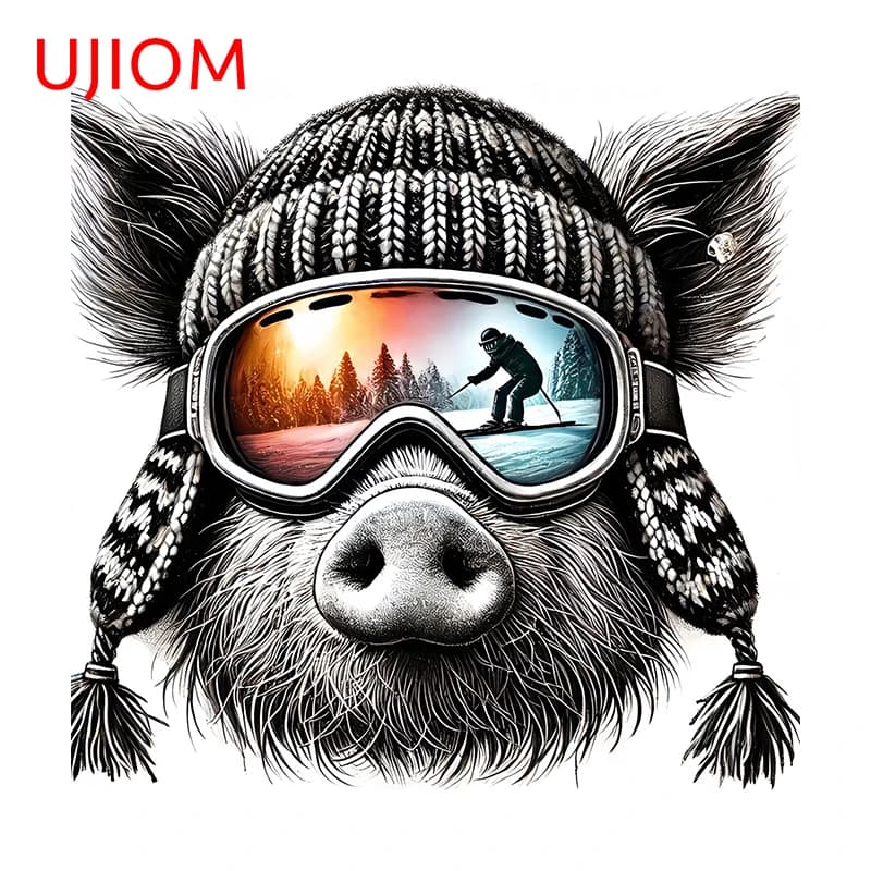Adesivi UJIOM con disegni a matita di sciatori e snowboarder, decorazioni attraenti per frigoriferi, adesivi per computer, murales per la casa