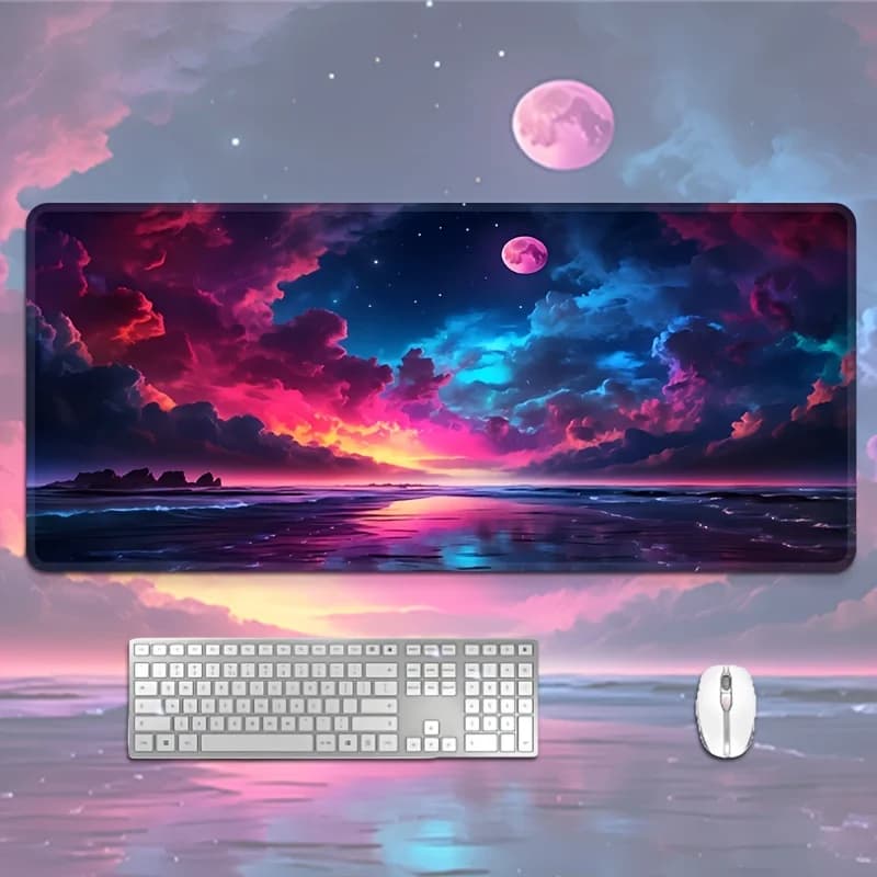 Tappetino per mouse extra large Sky Sunset, tappetino da scrivania rettangolare colorato, base in gomma antiscivolo, bordi cuciti per regalo per laptop da gioco per ufficio