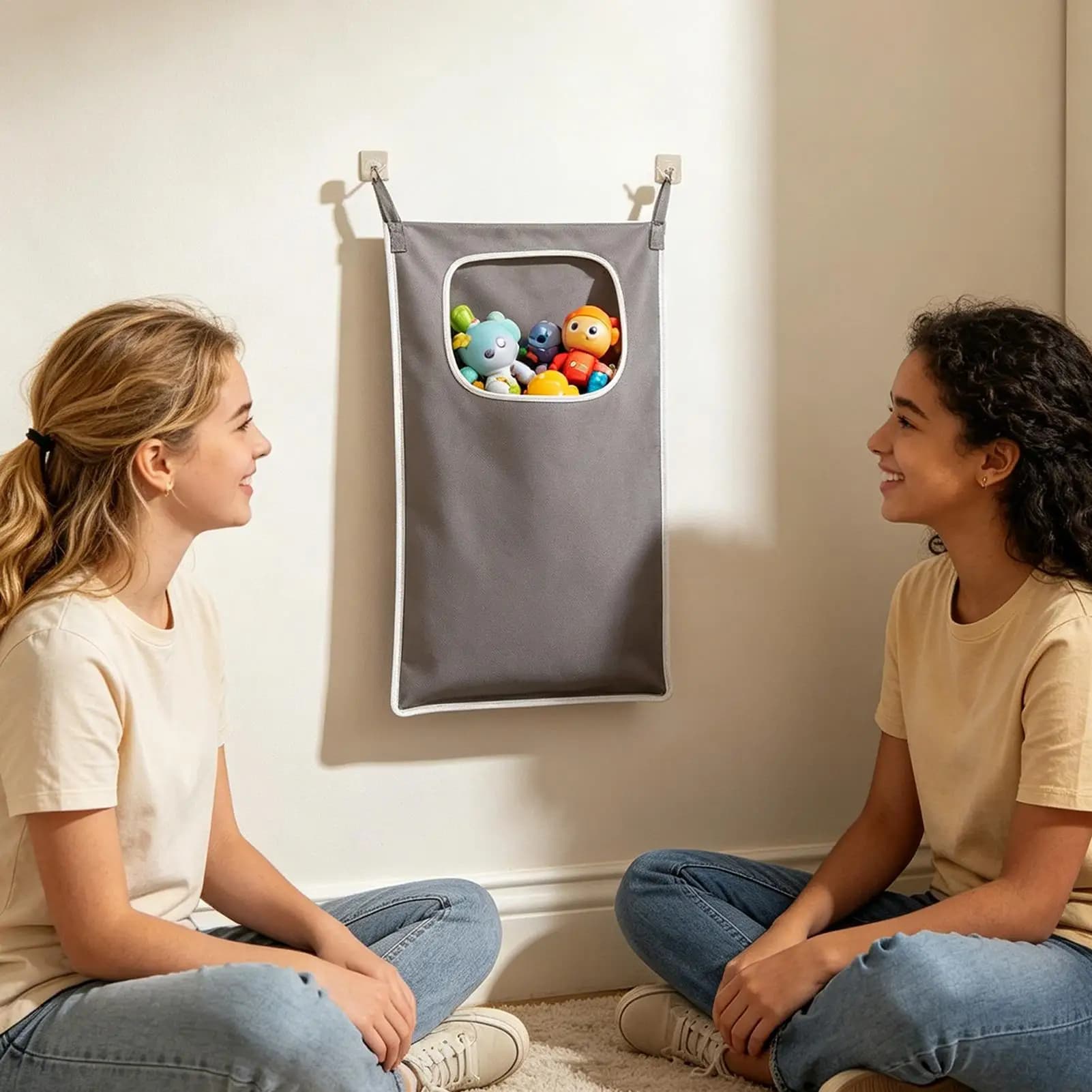 Cesto portabiancheria da parete, organizer portatile, borsa portaoggetti grande per vestiti, dormitorio, camper, campeggio