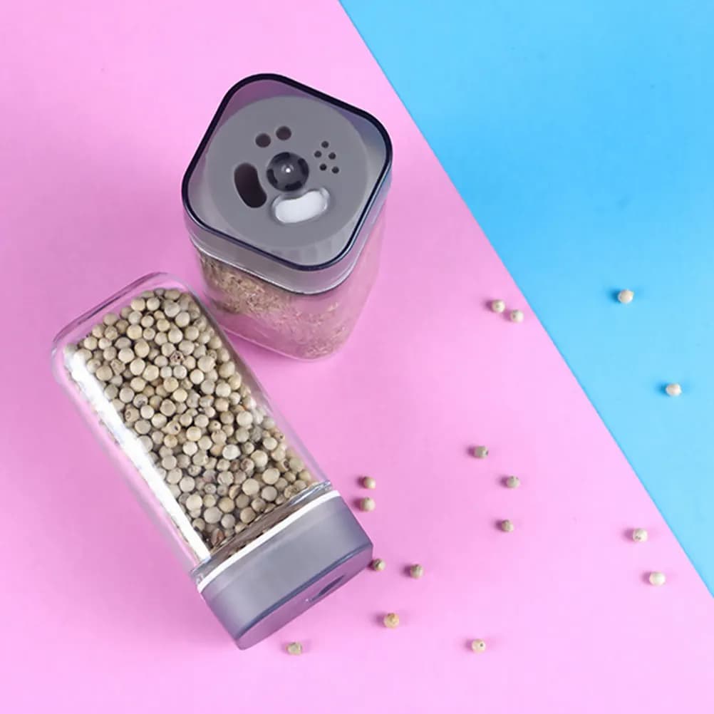 Set di 2 shaker per spezie portatili e leggeri, bottiglia trasparente per condimenti, sale, pepe, cucina, barbecue, viaggio, compatto