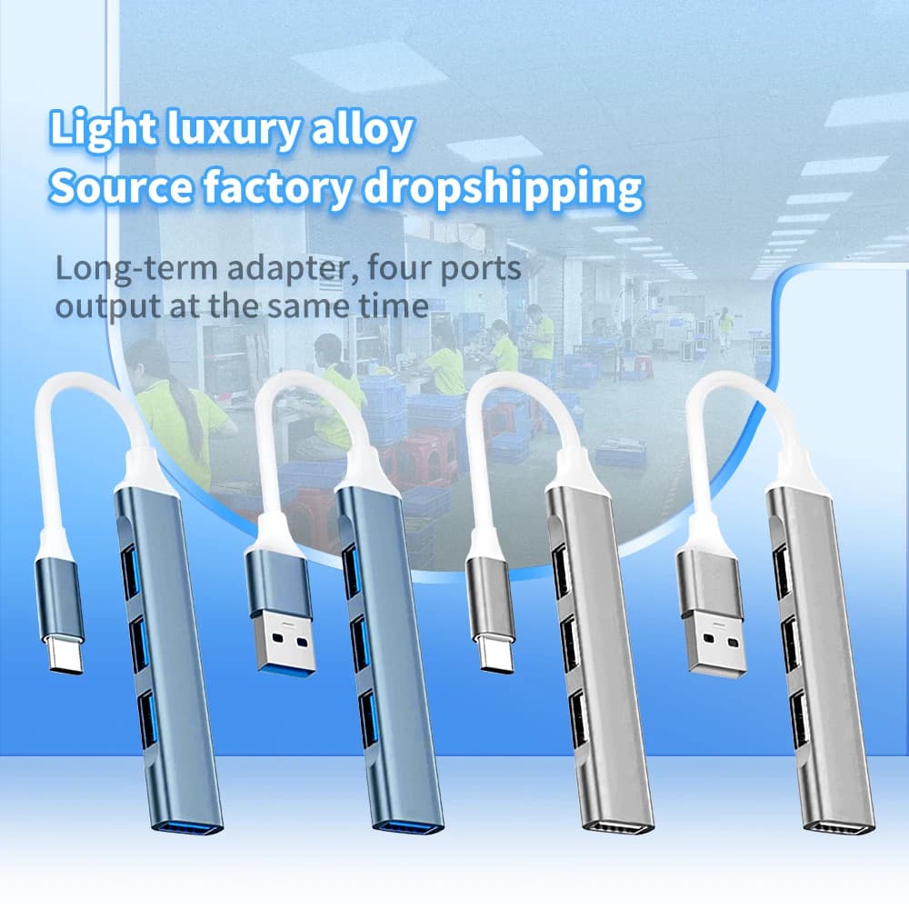 Hub USB-C a 4 Porte, Adattatore USB 3.0, Docking Station OTG per Espansione Tablet e PC