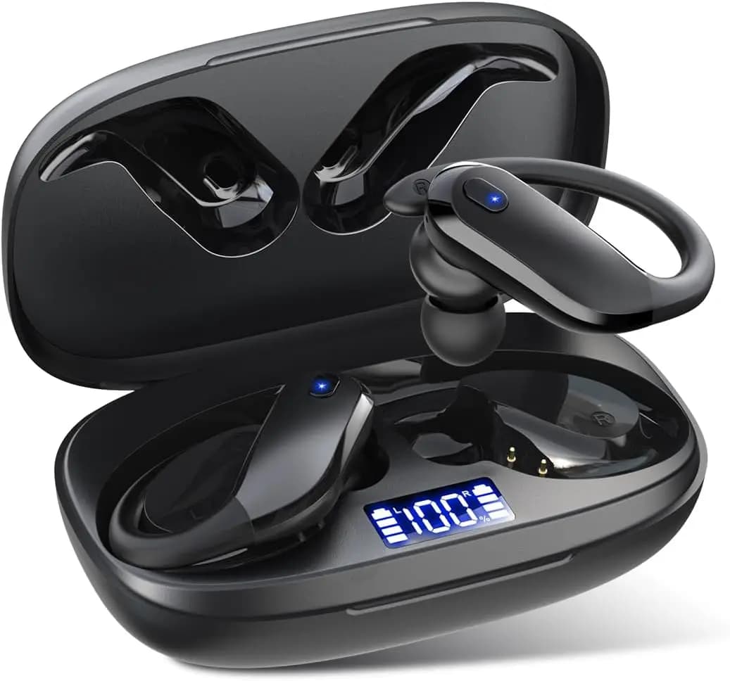 Auricolari Bluetooth con ganci per le orecchie 48 ore di riproduzione IPX7 Cuffie wireless impermeabili Bluetooth 5.3 ENC Microfono con cancellazione del rumore Leggeri per ufficio, viaggi, palestra
