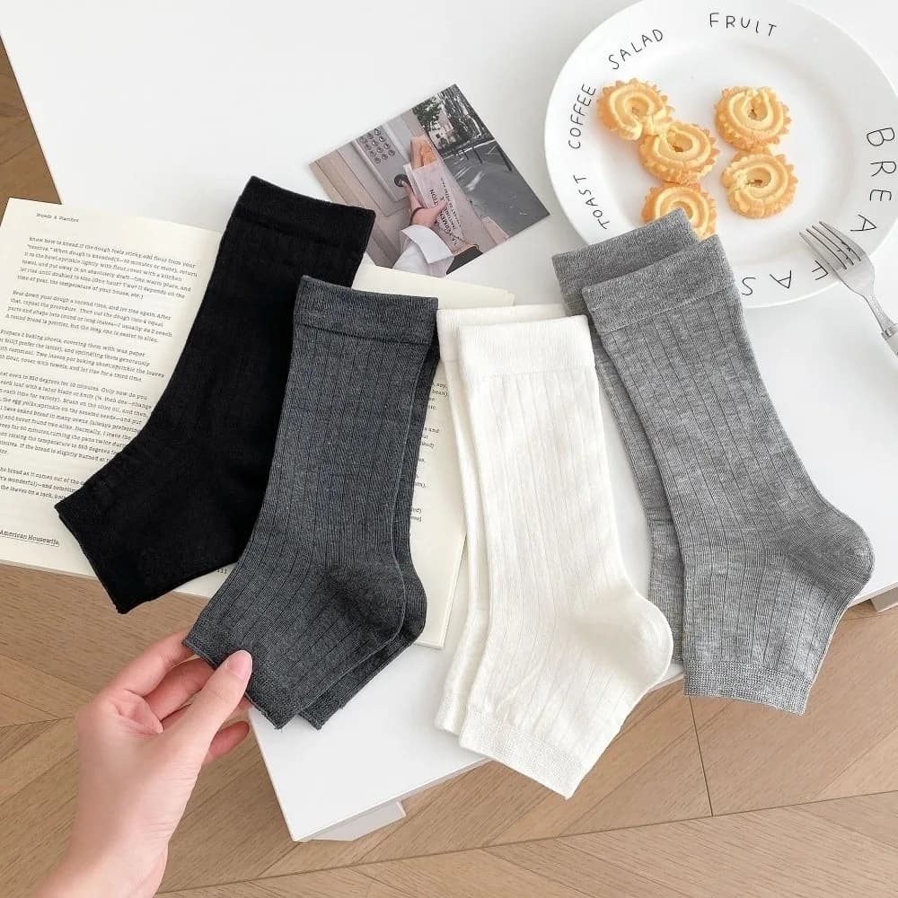 Fashion Thin Women Socks Breathable Korean Style Short Sock Solid Color Middle Tube Half Foot Pile Socks Spring Summer