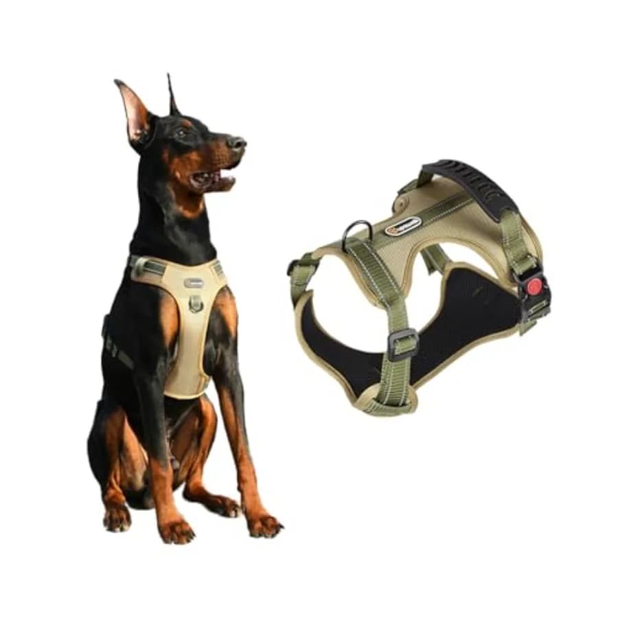 Tactical Dog Harness No Pull Adjustable Puppy Vest Collar for Large Dogs, Heavy Duty Oxford Training Harnesses with Handle, Med