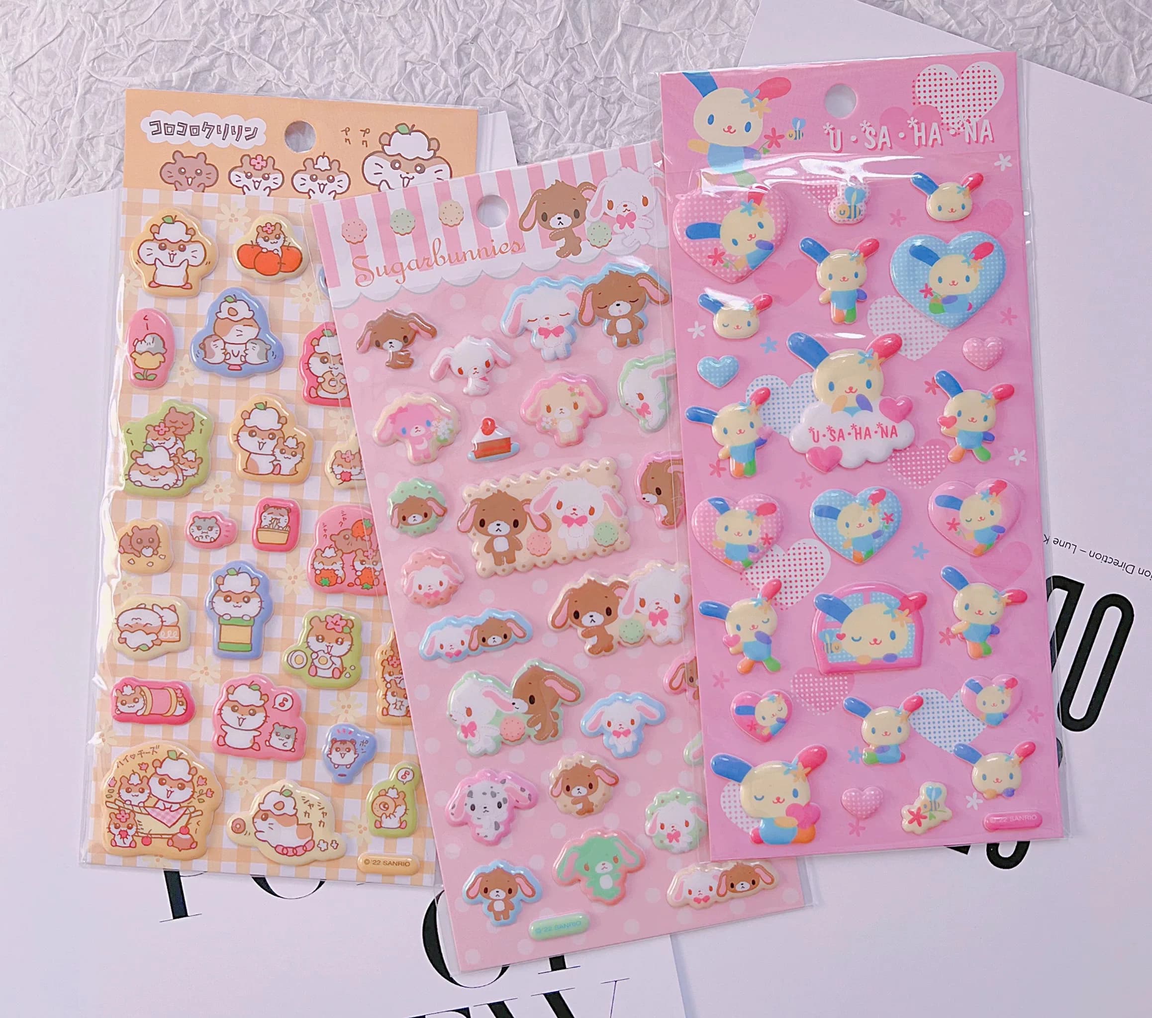 Nuovi Adesivi 3D Sanrio Usahana Sugarbunnies, Giocattolo Decorativo per Diario di Ragazze, Adesivi Fai-da-Te per Cover Telefono e Fotocamera, Regalo