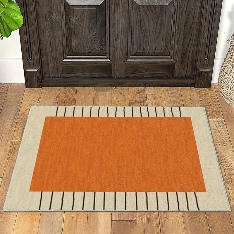 Door mat with fish silhouette on dark background, nautical theme, anti-slip lavable entry carpet for porch, patio, home decoration