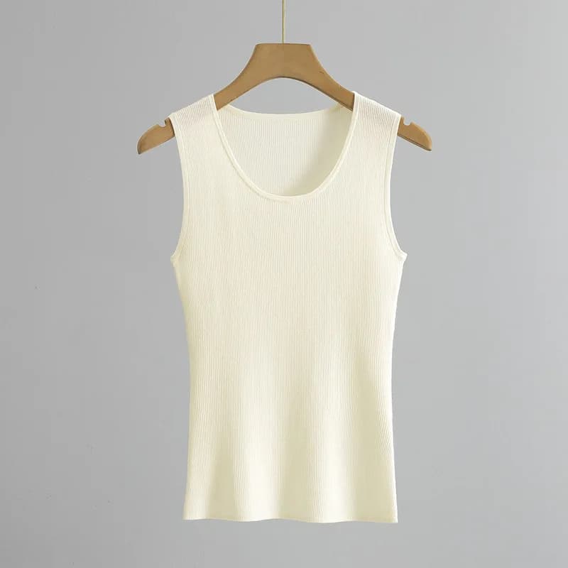 Gilet in Lana Lavorato a Maglia Stile Principessa, Collo Tondo, Lana Merino Filata con Precisione a 18 Aghi, Sottile, Invernale, Casual, da Indossare Sotto per Donna