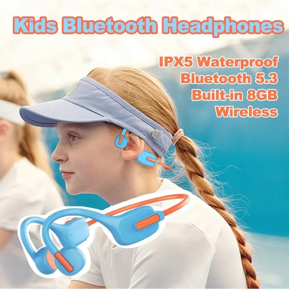 Bluetooth Hand-Free Children Headphones, Bluetooth 5.3, Bluetooth Sports Headphones Adjustable with 8GB Integrated
