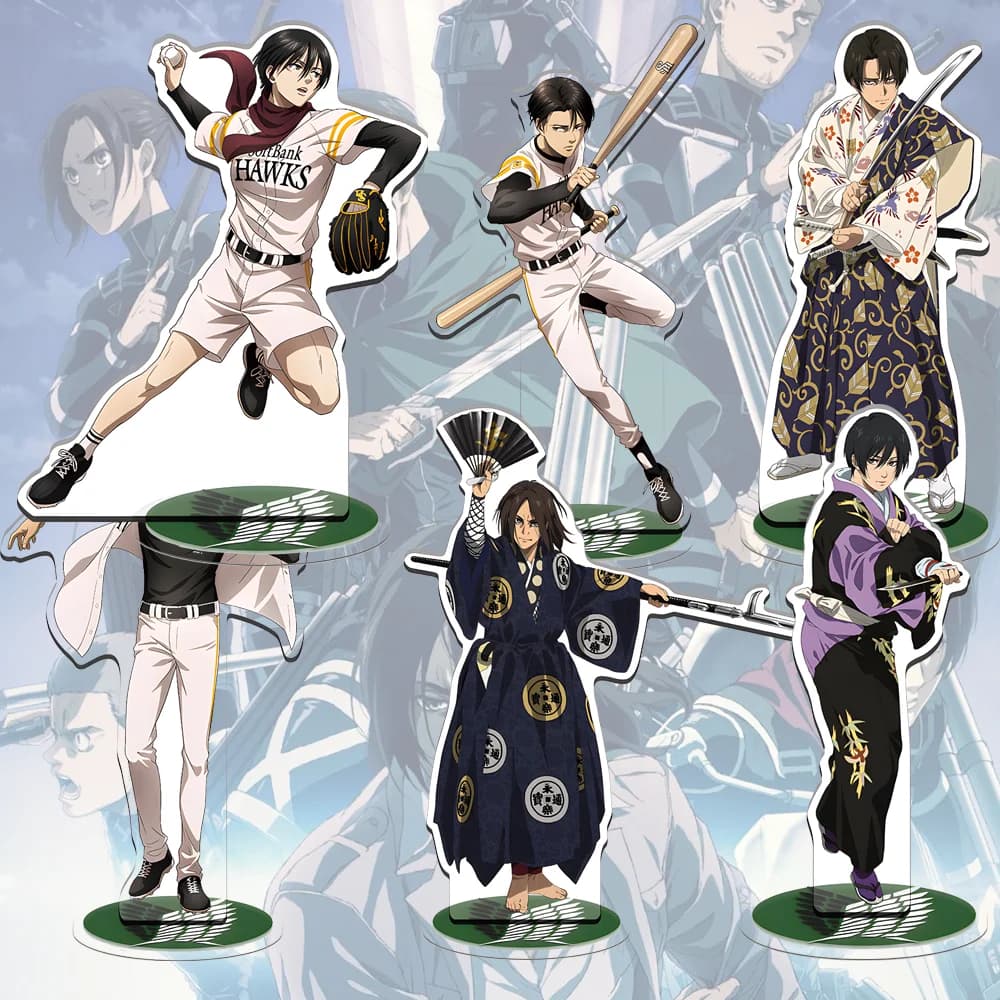 Hot Anime Attack on Titan 15 cm Acrilico In Piedi Eren Mikasa Levi Erwin Armin Action Figures Modello Decorazione Desktop stand regalo