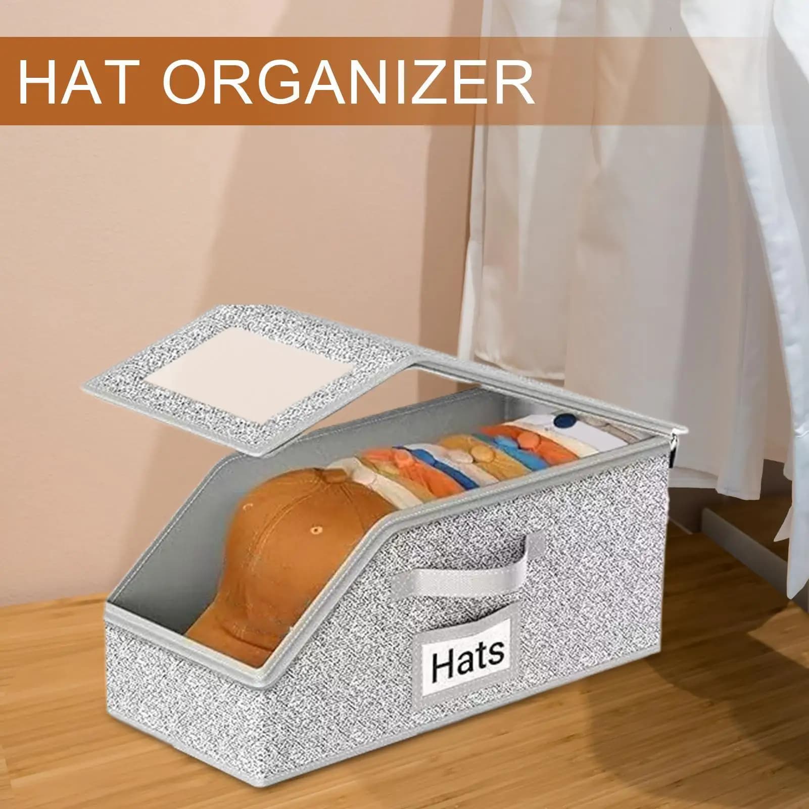Baseball Hat Organizer Stackable Storage Container Hold 24 Hats Space Saving Closet Shelf Organizer For Bedroom Entryway Mudroom