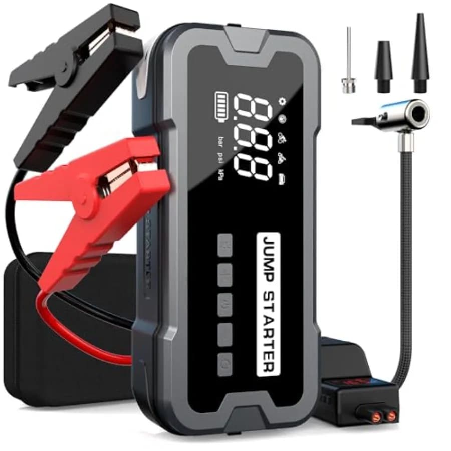 Avviatore d'Emergenza per Auto 10-in-1 3500A con Compressore d'Aria 150PSI, Booster Batteria Portatile per Motori Benzina/Diesel 10L, 24000mAh Power Bank
