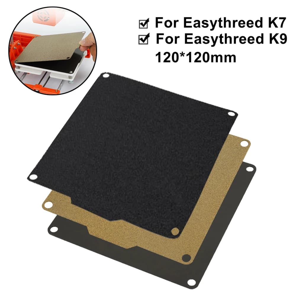 For Easythreed K7 K9 K10 K1 X1 Build Plate 3D Printer 120x120mm Double-sided Texture Pei Spring Steel Sheet With Magnetic Base