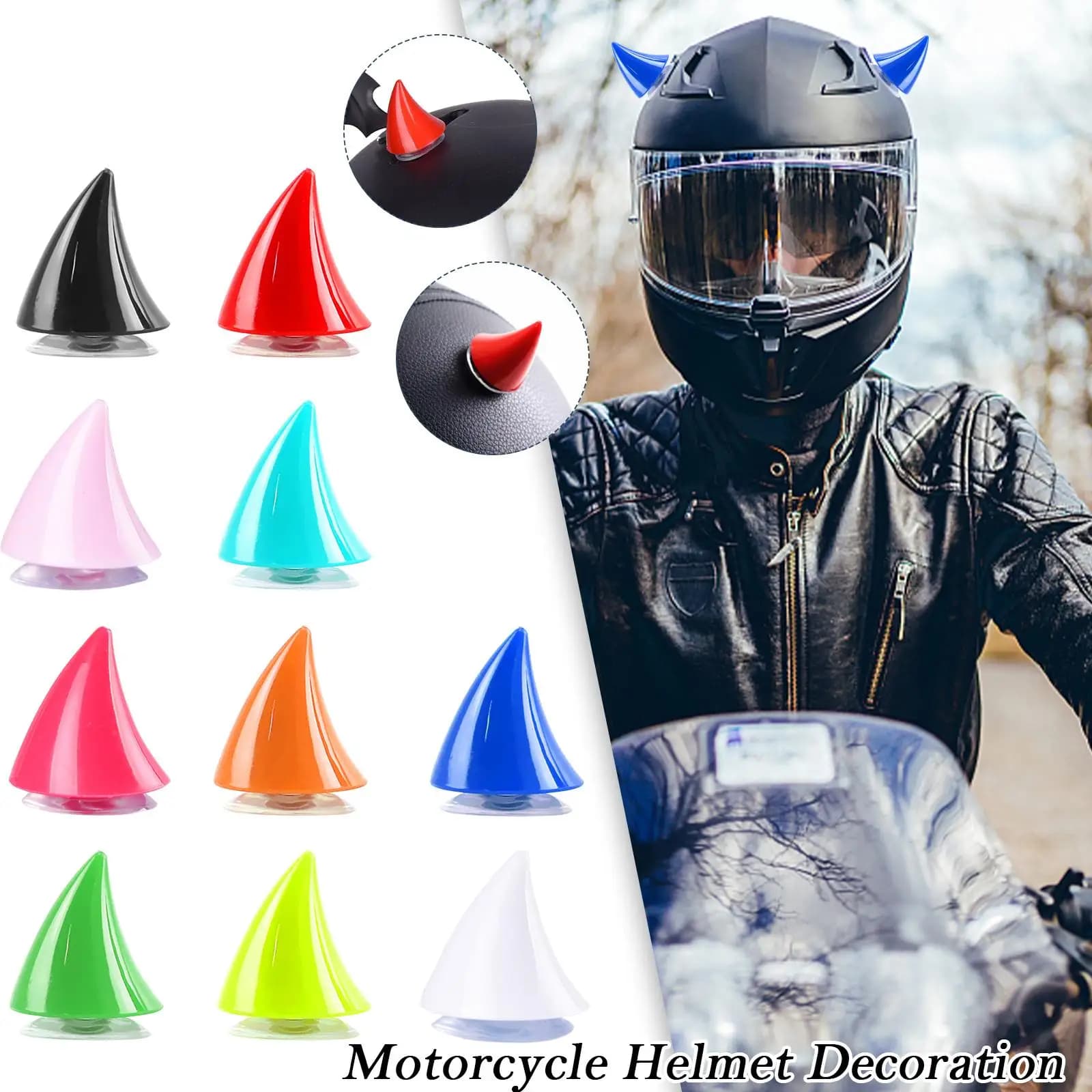 Bike helmet rubber horns devil corner helmet Decor suction cup for motorcycle bicycle headgear parts accessories H9T7