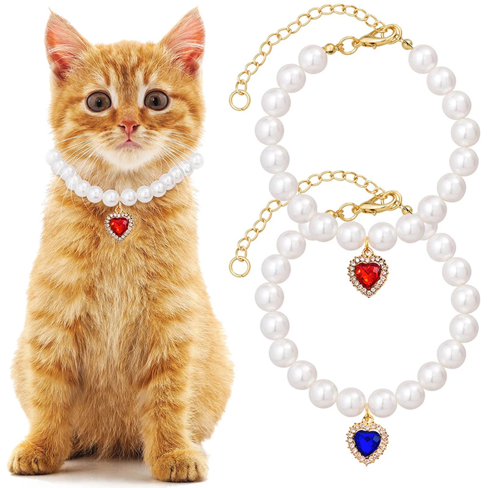 Pet Necklace Heart Shape Collar Cats Dogs Neck Jewelry Puppy Kitten Love Pendant Necklace Pet Adjustable Necklace Pet Supplies