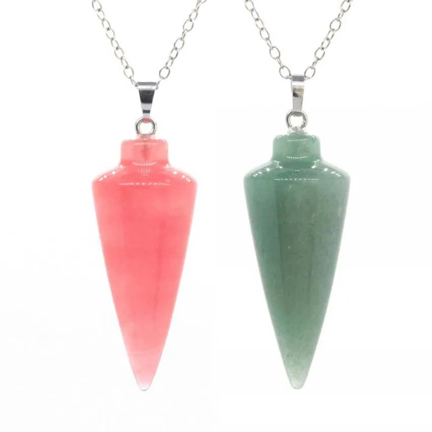 Pendoli in Cristallo a Cono Rotondo per Rabdomanzia e Divinazione, Gioielli con Ciondolo in Ametista Naturale, Quarzo Rosa, Agata e Occhio di Tigre