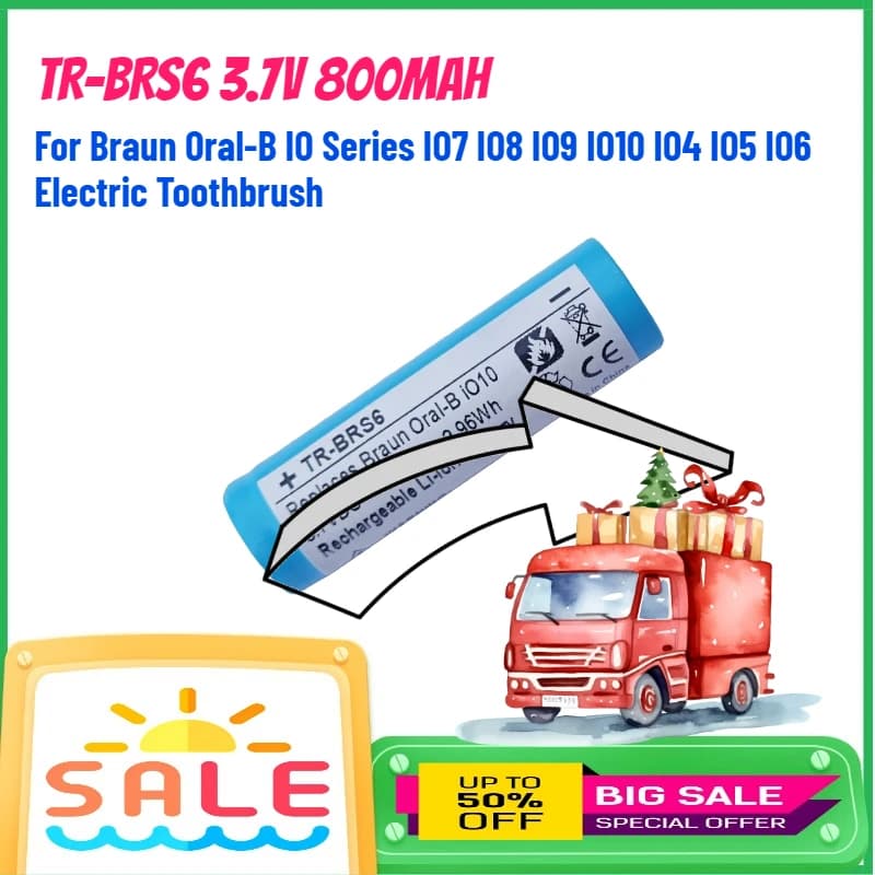 Batteria TR-BRS6 3.7V 800mAh per Spazzolino Elettrico Braun Oral-B Serie IO IO7 IO8 IO9 IO10 IO4 IO5 IO6 Batterie Ricaricabili