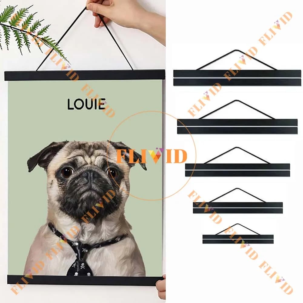 1pc Magnatic Poster Hanger Teak Wood Black White Photo Frame Canvas Painting Frame Gold Black Walnut Wall Frame