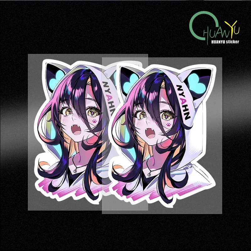 Future Style Cute Anime Girl Head Adesivi murali Cool Colorful Sala giochi Decalcomanie per laptop Murales per soggiorno antigraffio